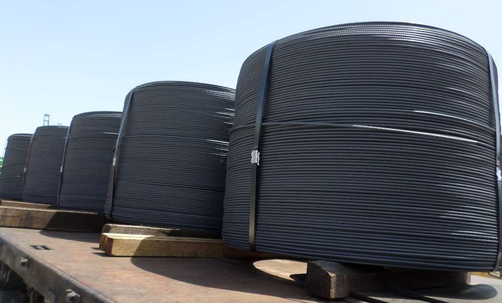 Coils strapped and blocked for transport