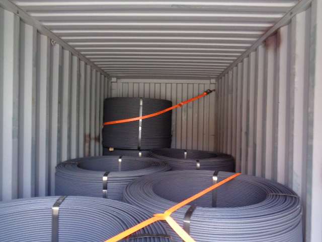 Coils lashed for the voyage