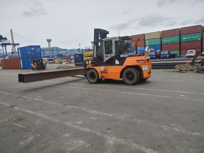 A section carried across the terminal by forklift