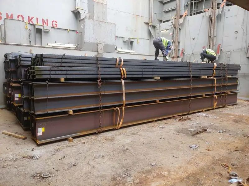 Cargo lashed down in the hold
